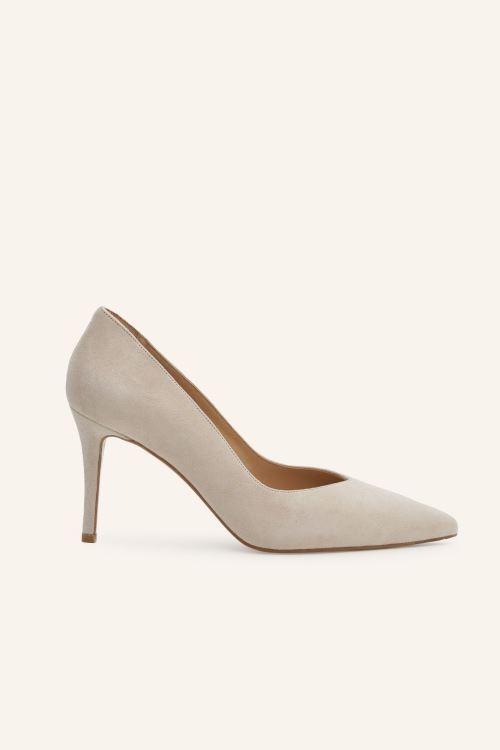 Bej Süet Deri Stiletto 