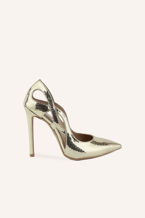 Altın Baskı Velar Stiletto Ayakkabı