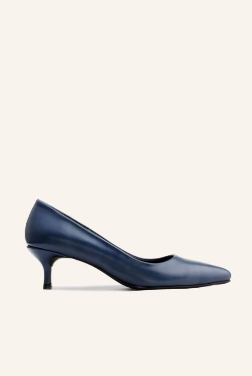 Lacivert Mini Topuklu Stiletto Ayakkabı 