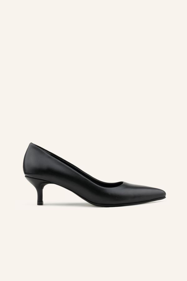 Siyah Mini Topuklu Stiletto Ayakkabı 