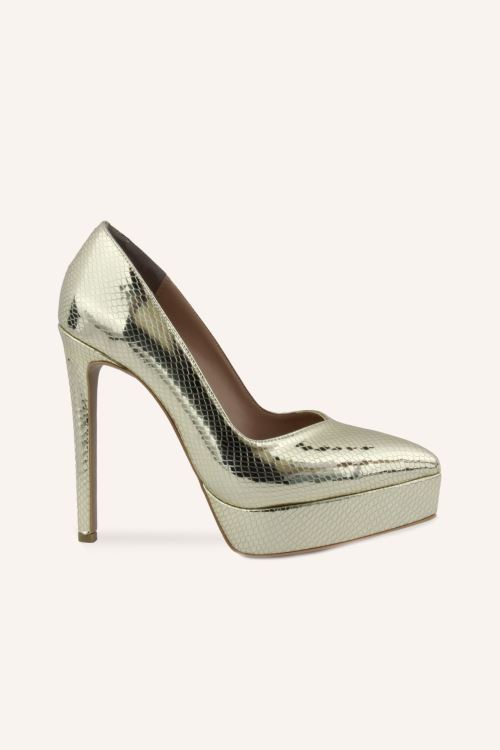 Altın Baskı Velar Platform Stiletto Ayakkabı 