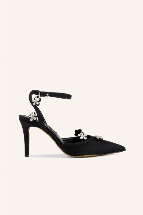 Siyah Saten Bloom Stiletto
