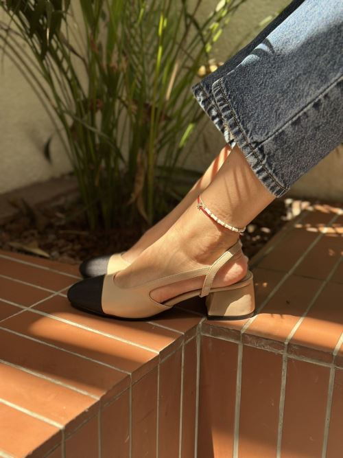 Nud-siyah İstanbul Mini Topuklu Ayakkabı