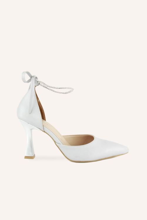 Gümüş Saten Elisya Topuklu Ayakkabı