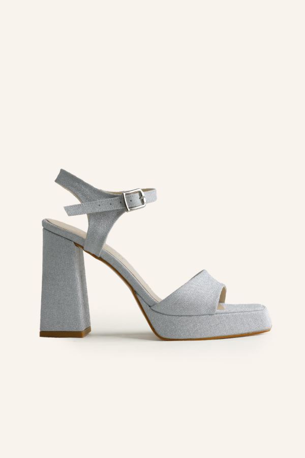 Gümüş Sim Margaret Topuklu Ayakkabı