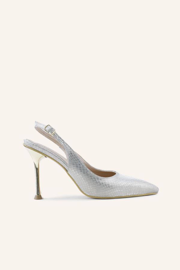 Altın Baskı Topuklu Ayakkabı